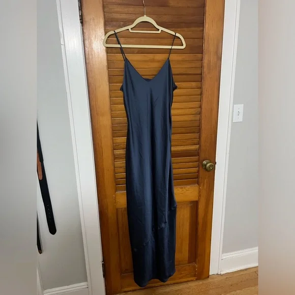 slim fit dress slacks Happy Clothing Hayley Gray Organza Flared Maxi Dress